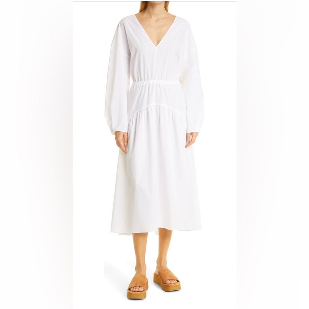 Vince Cutout Long Sleeve Cotton Dress